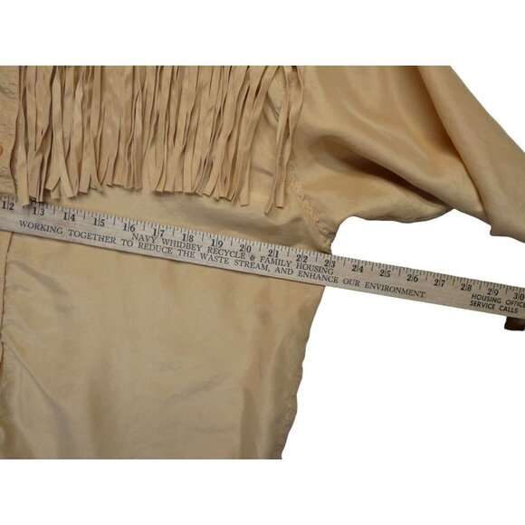 Vintage Moda BB Dakota Silk Fringe Shirt Womens Size M Western 80s Blouse retro‎ - Picture 5 of 8